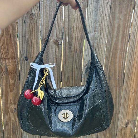 COACH Vintage Ergo Hobo Calf Patent Leather Shoulder Bag Black 65th Anniversary - Picture 1 of 9